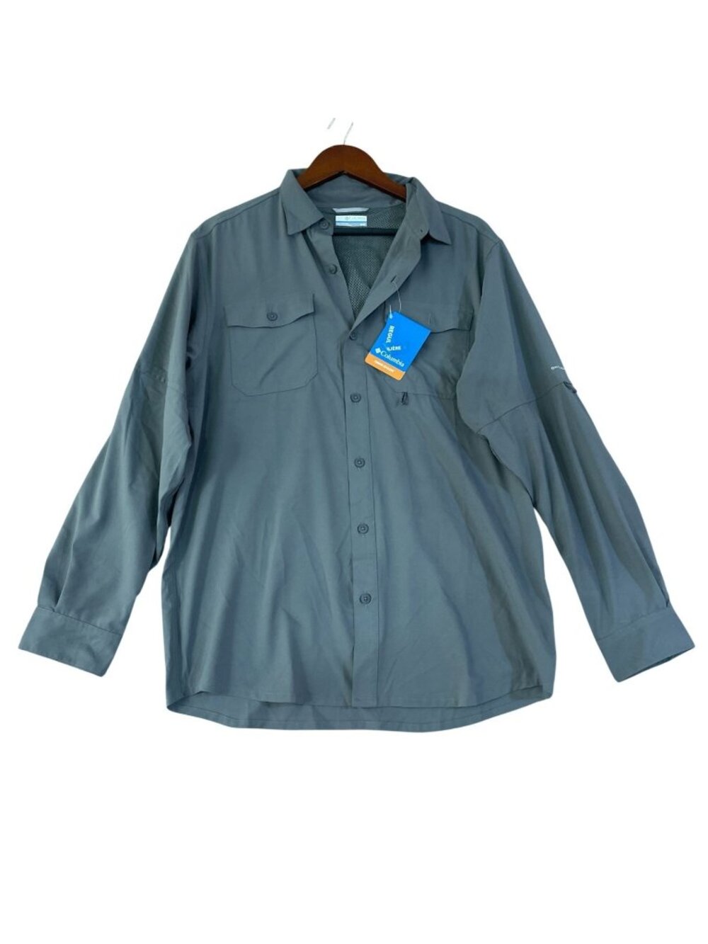NWT Columbia Jamesbay Men's M  Long Sleeve Button-Up Shirt Gray Outdoor